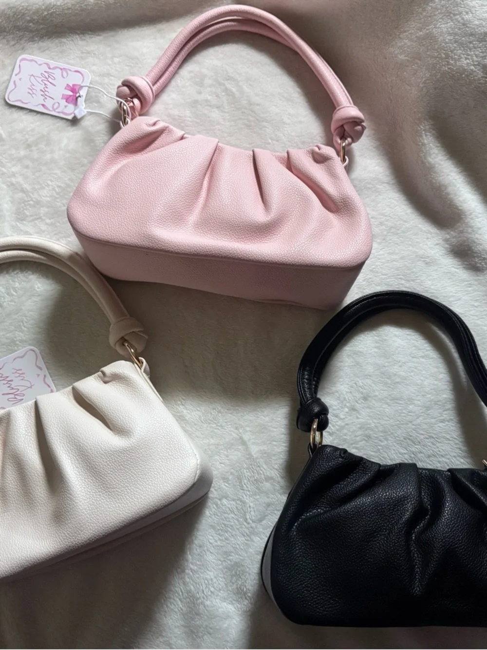 Women’s Pink Ruched Shoulder Bag - Brand Unspecified